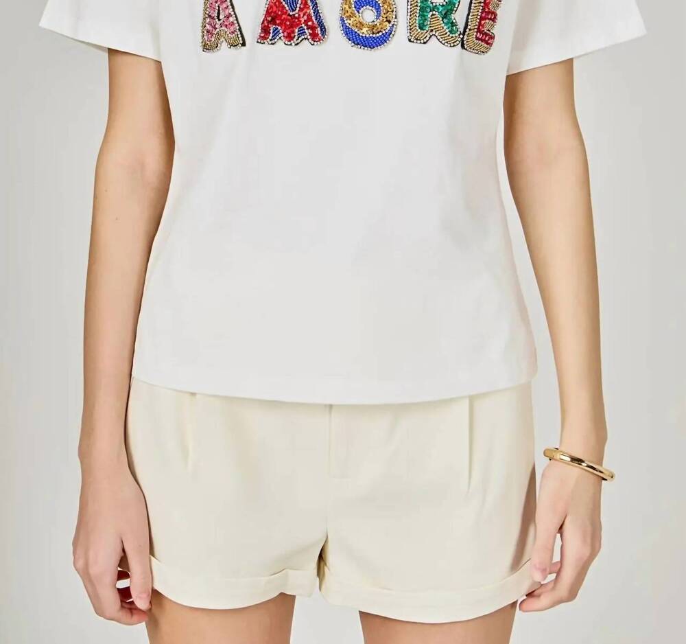 NEW ENDLESS ROSE world needs more amore short sleeve top in white